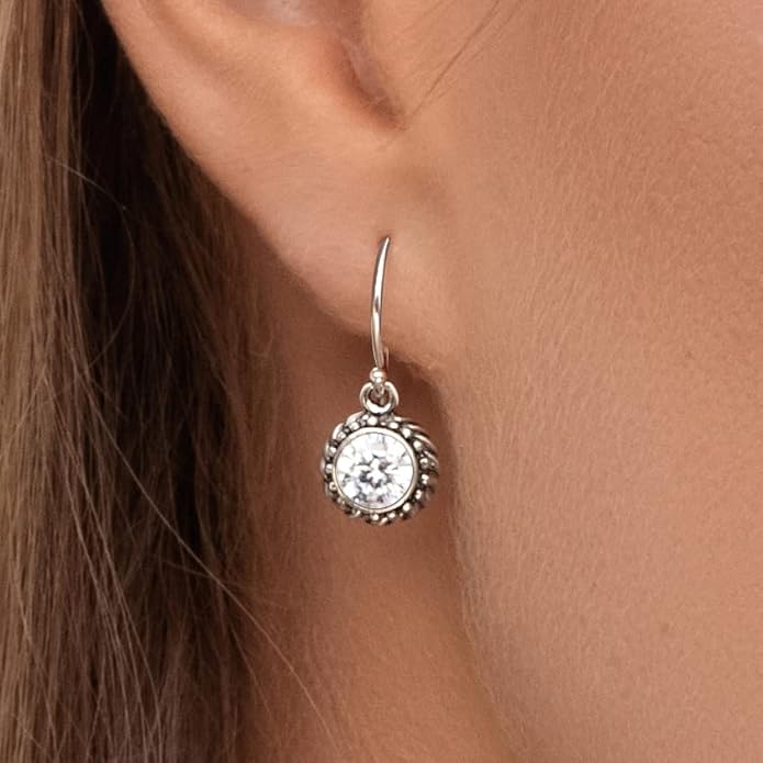 JEAN RACHEL JEWELRY 925 Sterling Silver Dangle Earrings for Women - Rope with Cubic Zirconia Vintage Design - Hypoallergenic, Lead & Nickel Free - Artisan Handcrafted Statement Earrings