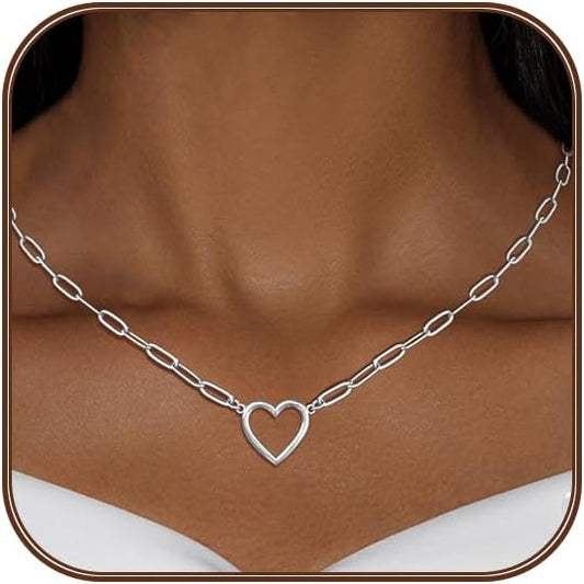 OGD Heart Necklace for Women, 14K Gold Plated Layered Tiny Puffy Heart Pendant Necklace Cute Chunky Heart Choker Necklace Simple Gold Necklace Jewelry for Women Trendy Gift