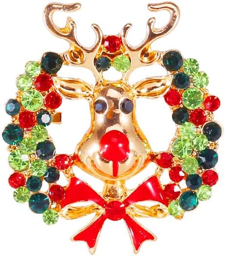 ONLYJUMP Christmas Bell Brooch Pins for Women Girls Lovely Crystal Christmass Tree Snowflake Bell Reindeer Snowman Brooches Colorful Xmas Enamel Pins Holiday Party Gift