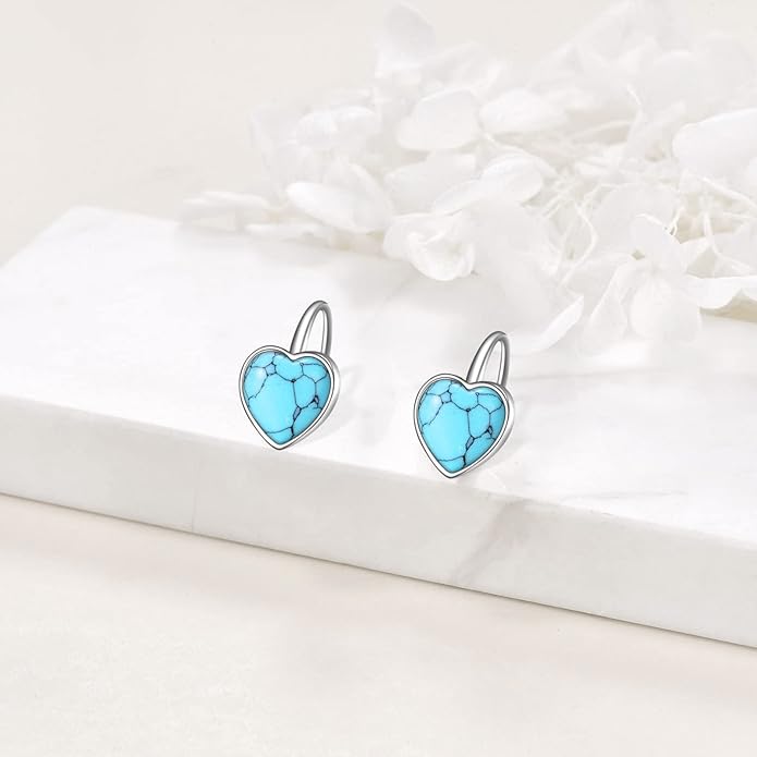 WINNICACA Leverback Earrings for Wonen 925 Sterling Silver Tree of Life Earrings Dangle Drop Turquoise Moonstone Moss Agate Heart Jewelry Gifts for Women Anniversary Birthday Christmas