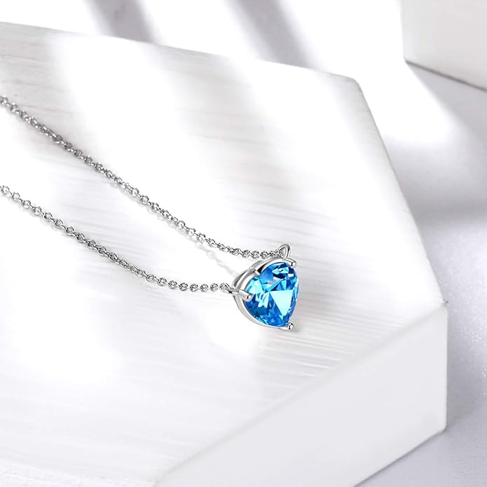 Aurora Tears 925 Sterling Silver 12 Birthstone Hearts Jewelry Women Crystal Wedding/Engagement/Bridal Heart Necklace/Earring/Ring/Bracelet Sets Jewellery