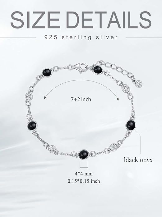 Anklet Bracelet for Women 925 Sterling Silver Natural Stone Chain Ankle Bracelet Beach Summer Fine Jewelry Birthday Christmas Gifts for Women Her Mom
