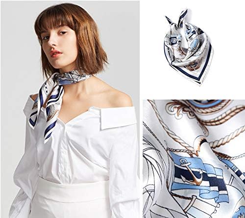 ANDANTINO 100% Mulberry Silk Scarf -21” Lightweight Square Neckerchief – Breathable Digital Printed Scarves with Gift Packed