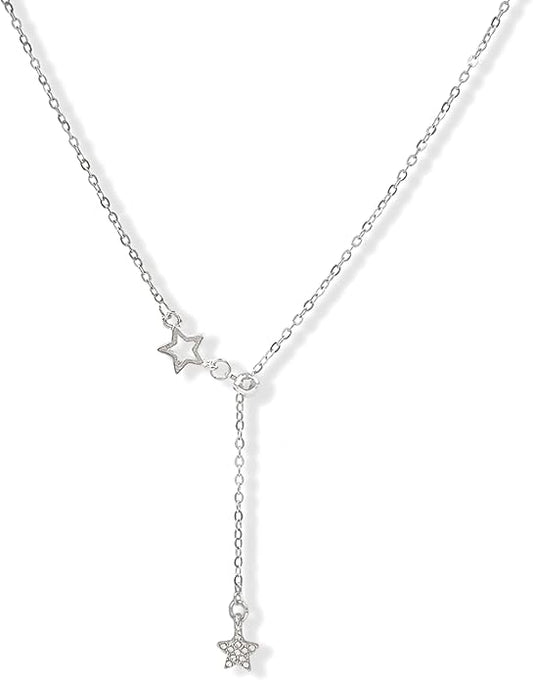 Irregular Y2k Long Y-shaped Necklace with Zircon Inlaid Sparkling Brick Tassel Pendant Double-Layer Chain High-end Fashion Accessory Women's
