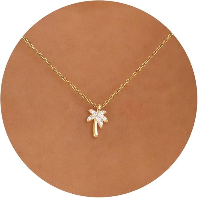 Gold Necklace for Women-14K Gold Plated Bow,Dragon,Shell, Palm Tree, Seahorse, Conch Shell,Sardines, Cowboy Boot,Bat,Bunny Pendant Beachy Jewelry for Women Gifts