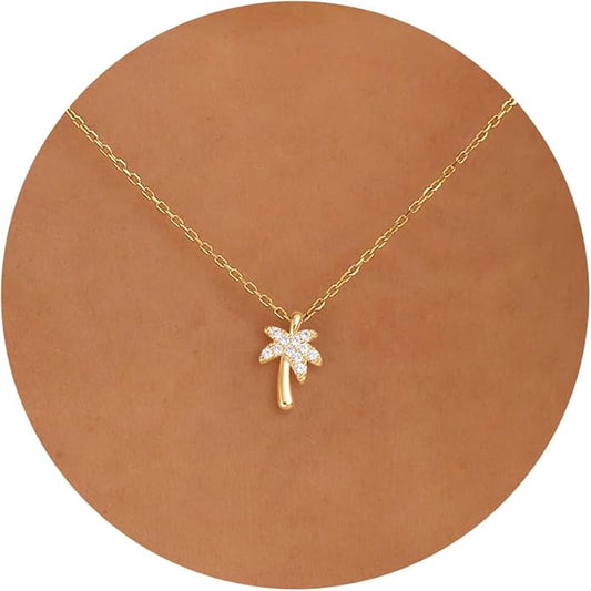 Gold Necklace for Women-14K Gold Plated Bow,Dragon,Shell, Palm Tree, Seahorse, Conch Shell,Sardines, Cowboy Boot,Bat,Bunny Pendant Beachy Jewelry for Women Gifts