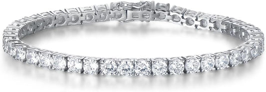 FANCIME Birthstone Bracelet Sterling Silver Gemstone Tennis Bracelets Fine Jewelry Wedding Bridal Prom Birthday Gift for Women Her, Length 7.2 Inch Width 4mm