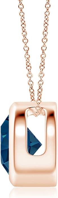 Angara Natural London Blue Topaz Solitaire Pendant for Women | Round Blue Topaz Pendant Necklace in 14K Solid Gold/Silver/Platinum With 18" Chain | December Birthday, Gemstone Jewelry Gift