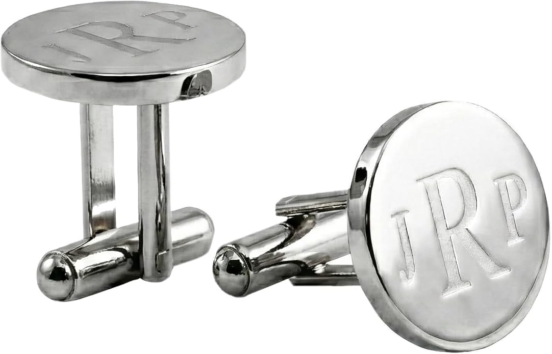 Custom Cuff Links & Personalized Tie Clip Gift Set for Men • Engraved Monogram, Date, Handwriting, Crest, Logo • Father's Day Gift for Dad • Gold, Silver, Black