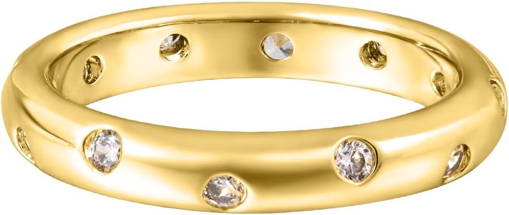 Episkeyk Gold Rings for Women Non Tarnish Stackable Rings 14k Gold Plated Pinky Ring for Women Cubic Zirconia Gift