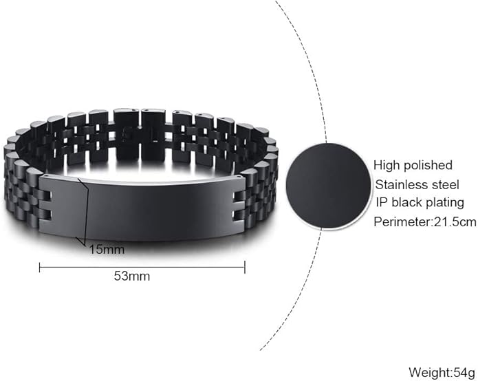 VNOX Masculine Watch Band Stainless Steel Link Bracelet Personalized Jewelry Gift for Men DAD Father Husband Boyfriend