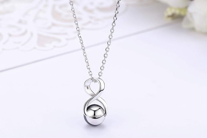 CHAULRI Infinity Top Grade AAA Tahitian Black Pearl Pendant Necklace 18K Gold Over Sterling - Birthday Anniversary Jewelry Gifts for Women Wife Mom Daughter
