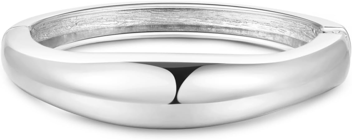 jokcde Chunky Gold/Silver Gold Cuff Bangle Bracelets for Women Trendy Hinged Cuff Open Wide Chunky Gold Bracelet Minimalist Bangle Jewelry Gift