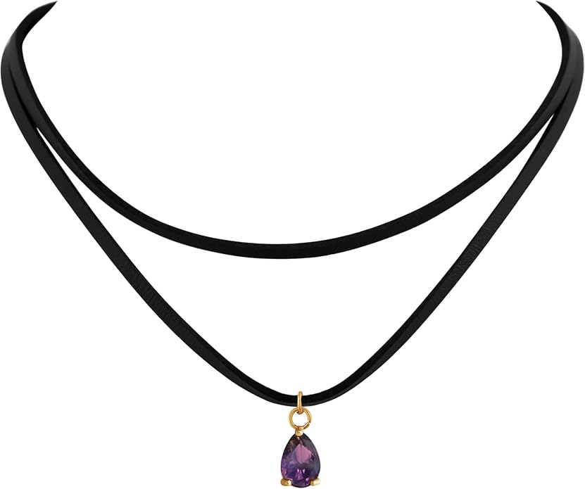 Sacina Layered Black Choker Necklace, Glass Teardrop Chocker, Black Necklace, Gothic Goth Boho Choker, Christmas Jewelry Gift For Women