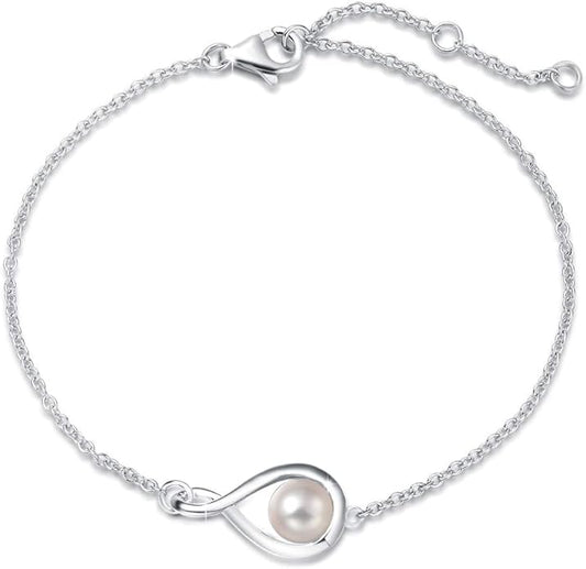 FANCIME Love Bracelet 925 Sterling Silver Infinity Birthstone Bracelets for Women Fine Jewelry Birthday Christmas Gifts for Her Mom Wife, Chain Length 6.7"+1.2" Extend