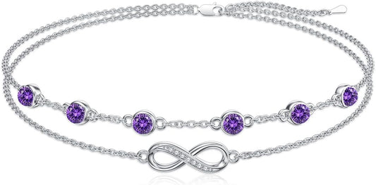 Dorunmo Anklet Bracelets For Women 925 Sterling Silver Birthstone/Infinity/Butterfly/Evil Eye/Turtle/Pineapple/Starfish/Heart Anklets Bracelets Jewelry Gifts for Women