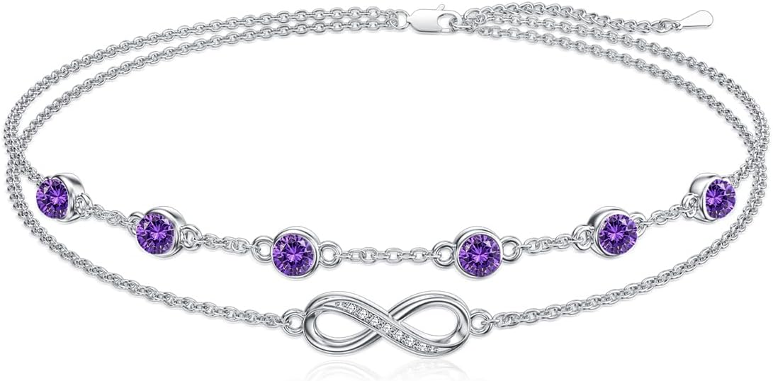 Dorunmo Anklet Bracelets For Women 925 Sterling Silver Birthstone/Infinity/Butterfly/Evil Eye/Turtle/Pineapple/Starfish/Heart Anklets Bracelets Jewelry Gifts for Women