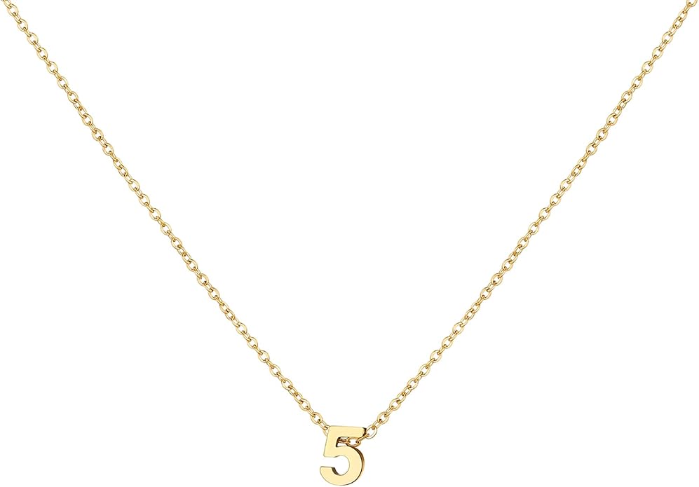 Number Necklace for Women Dainty 18K Gold Plated Pendant Necklace Charm Birth Month Personalized Jewelry Birthday Gift