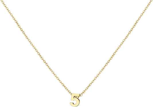 Number Necklace for Women Dainty 18K Gold Plated Pendant Necklace Charm Birth Month Personalized Jewelry Birthday Gift