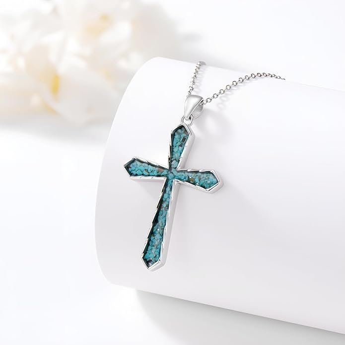Cross Necklace for Women 925 Sterling Silver Cross Pendant Religious Christian Jewelry Faith Easter Gifts for Wife