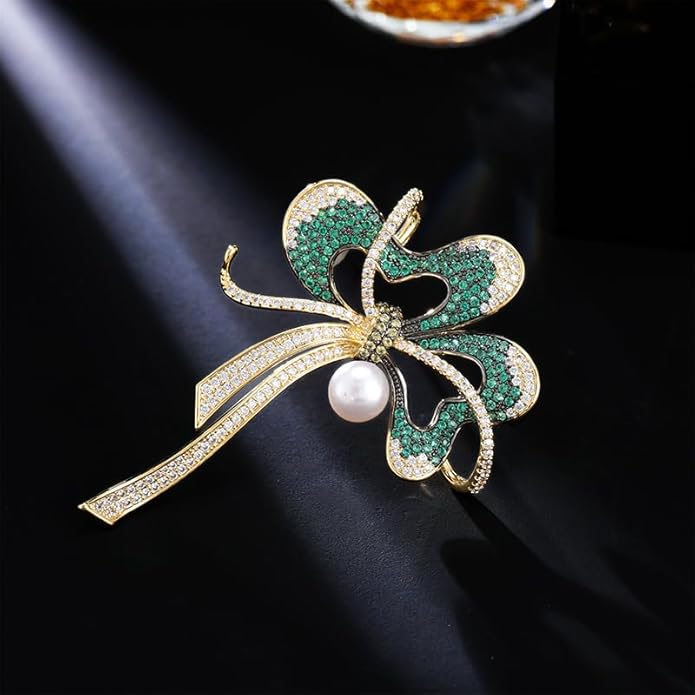 14K Gold Luxury Butterfly Brooch Sparkling Moissanite Accents & Enamel Painted Details, Retro Chic for Cheongsam, Coats & Formal Attire