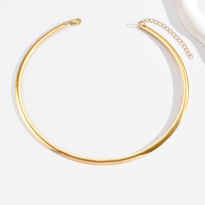Chunky Gold Choker Necklaces for Women Non Tarnish Silver Statement Necklace for Women Chunky Necklace Open Round Gold Collar Necklace Trendy Jewelry