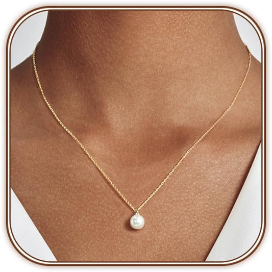 Zeffy Gold Pearl Necklace for Women, Dainty 14K Gold/Silve Plated Layered Pearl Choker Pearl Earrings Pearl Bracelets Wedding Trendy Gold Jewelry Set for Women Gifts