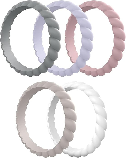 Egnaro Women's Bridal Rings Sets, Thin and Stackable Rubber Rings Women Wedding Bands - 2.5mm Width - 1.8mm Thick
