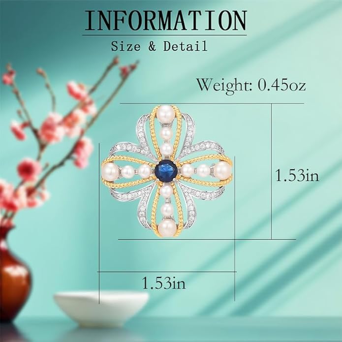 Flower Brooch Pin - Rhinestone Flower Pin 18k Gold Plated - Thanksgiving Day, Birthday, Wedding Gifts for Mom, Wife