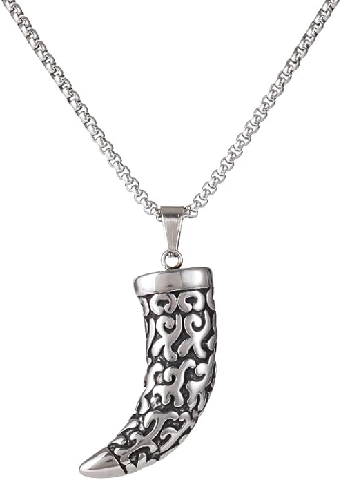 Stainless steel horn-shaped pendant necklace