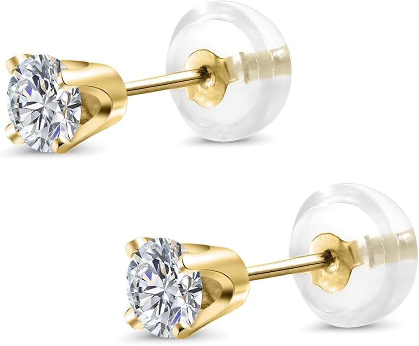Gem Stone King 0.20 to 6 Cttw 14K Gold Lab Grown Diamond Stud Earrings | Gold Earrings For Women Men | E-F Color | VS1-VS2 Clarity