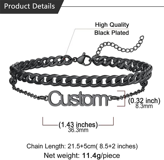 U7 Custom Layered Ankle Bracelets for Women Stainless Steel Bead/Cuban/Figaro/Rope/Wheat Chain Anklet Waterproof Anklet Jewelry for Beach Vacation
