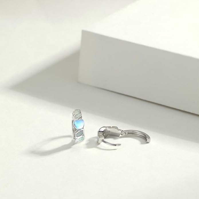 Small Hoop Earrings for Women 925 Sterling Silver Huggie Hoop Opal Earrings Hypoallergenic Earring Jewelry Gifts