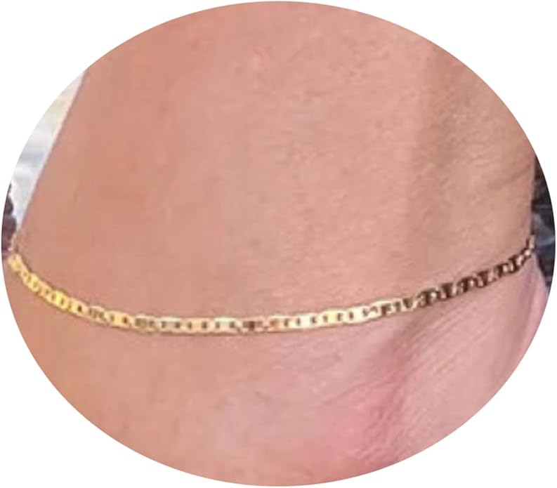 Pencros Dainty Layered Anklet,14K Gold Filled Cute Beads Satellite Chain Heart Boho Adjustable Anklets for Women