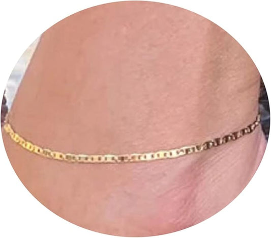 Pencros Dainty Layered Anklet,14K Gold Filled Cute Beads Satellite Chain Heart Boho Adjustable Anklets for Women