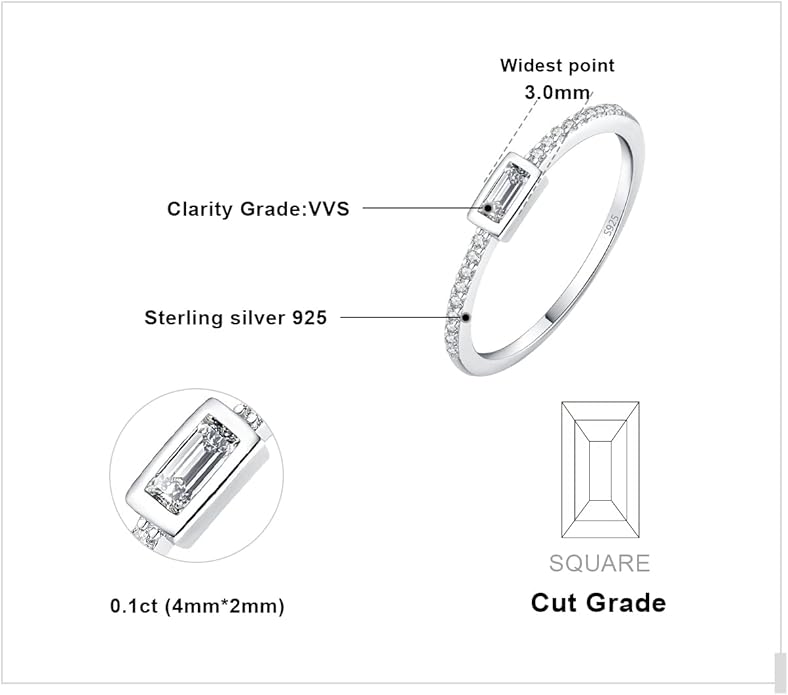 JewelryPalace 14K Gold Plated 925 Sterling Silver Rings for Women, Cubic Zirconia Promise Rings for Her, Stackable Wedding Bands Rings for Women Set Size 4-12