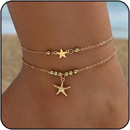 Ankle Bracelets for Women Waterproof Sparkly Anklets Tennis Rhinestone Anklets for Women Starfish Infinity Heart Cross Anklet Bracelet Beach Jewelry
