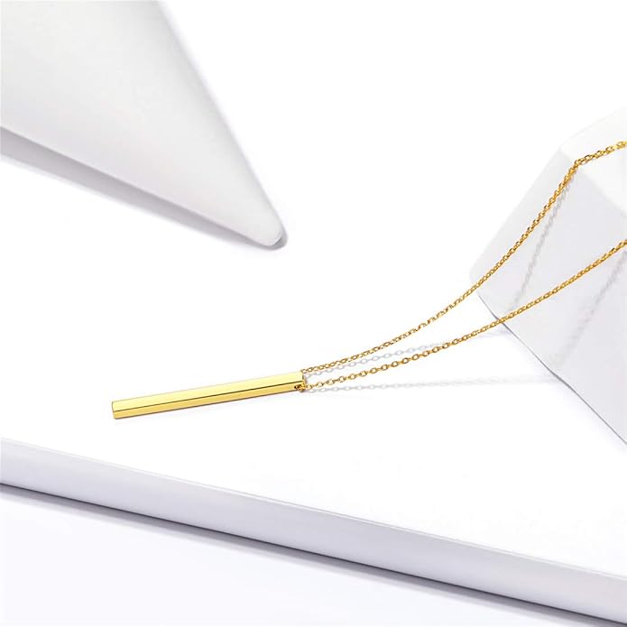 ChicSilver Customizable Vertical Bar Pendant Necklace 925 Sterling Silver Y Necklace Simple Fashion Jewelry Gifts for Women