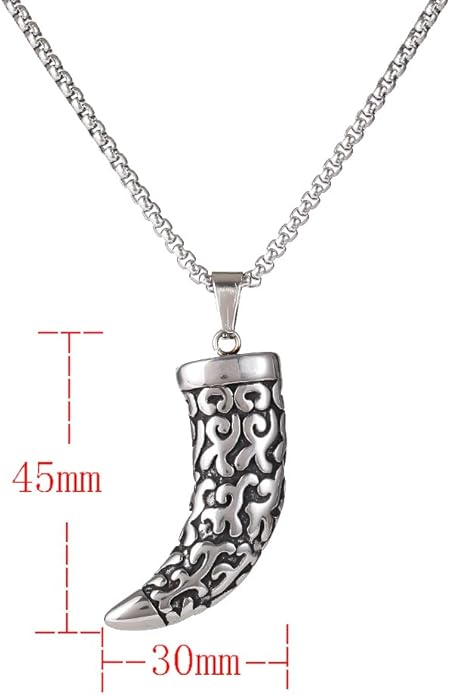 Stainless steel horn-shaped pendant necklace