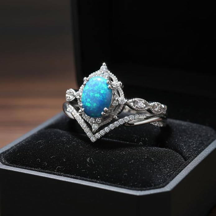 Oval Cut Vintage Gemstone Engagement Rings set for Women S925 Sterling Silver/10K/14K/18K Gold Birthstone Promise Anniversary Bridal Set Ring for her