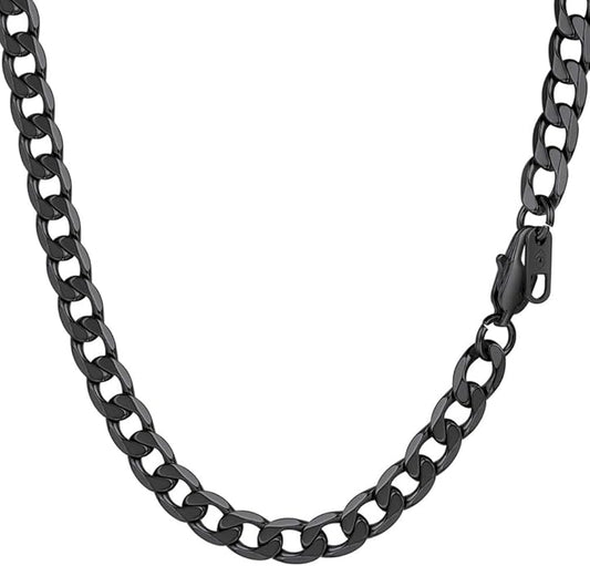 PROSTEEL 316L Stainless Steel Cuban Link Chain Necklaces for Men, Black/18K Gold Plated, Hypoallergenic Jewelry, 4mm-13mm, 14"-30", Come with Box