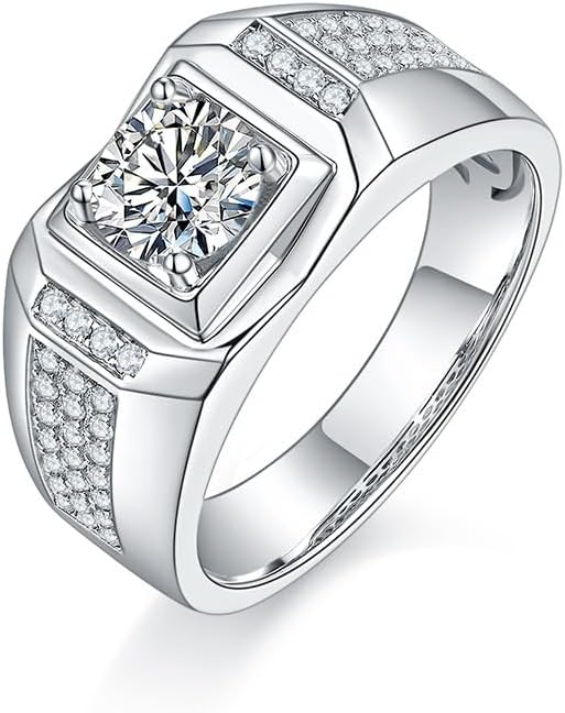Brillique 14K Gold Luxurious 1 Carat Men's Diamond Ring for Men,VVS1 D-color Mens Wedding Bands,Father's Day Gifts for Him