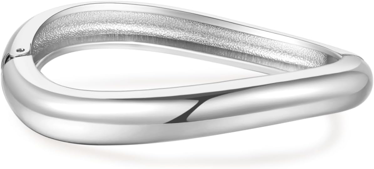 jokcde Chunky Gold/Silver Gold Cuff Bangle Bracelets for Women Trendy Hinged Cuff Open Wide Chunky Gold Bracelet Minimalist Bangle Jewelry Gift