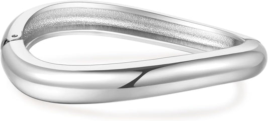jokcde Chunky Gold/Silver Gold Cuff Bangle Bracelets for Women Trendy Hinged Cuff Open Wide Chunky Gold Bracelet Minimalist Bangle Jewelry Gift