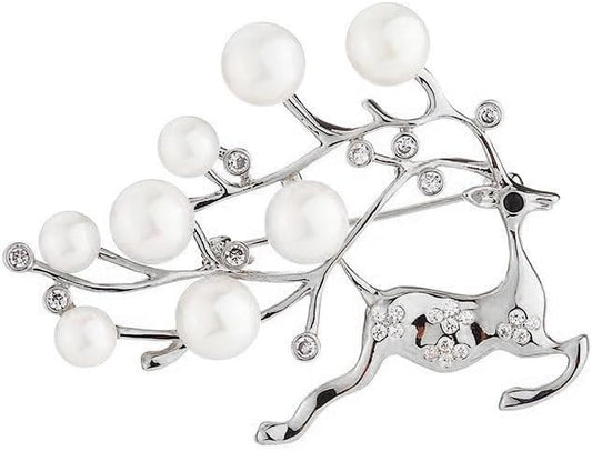 UNVAK Animal Brooches for Women Pearl Rhinestones Animal Brooch Pin Cute Animal Jewelry Gift for Wife Mom Girlfriends