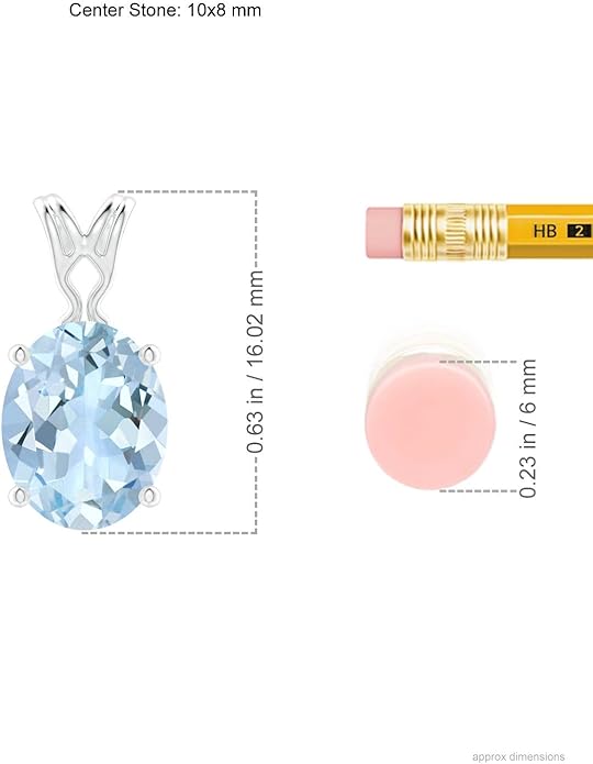 Angara Natural Aquamarine Solitaire Pendant for Women | Vintage in 14K Solid Gold/Platinum With 18" Chain | March Birthday, Anniversary, Gemstone Jewelry Gift