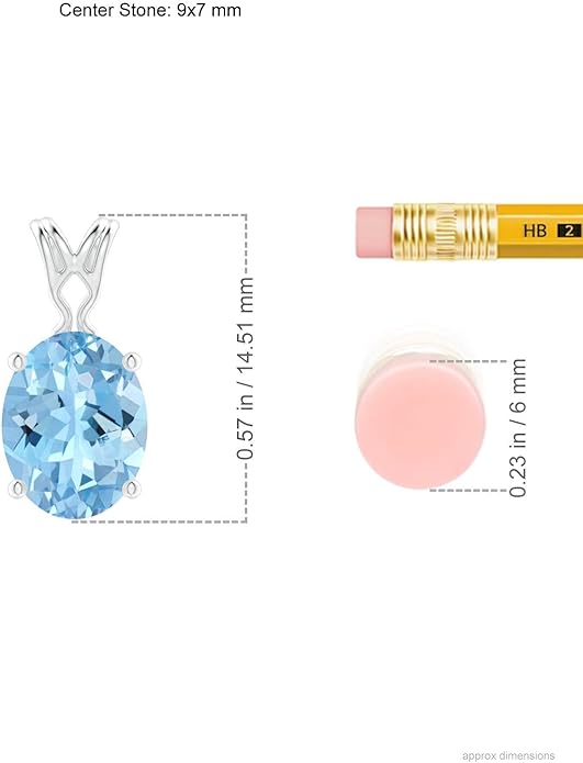 Angara Natural Aquamarine Solitaire Pendant for Women | Vintage in 14K Solid Gold/Platinum With 18" Chain | March Birthday, Anniversary, Gemstone Jewelry Gift