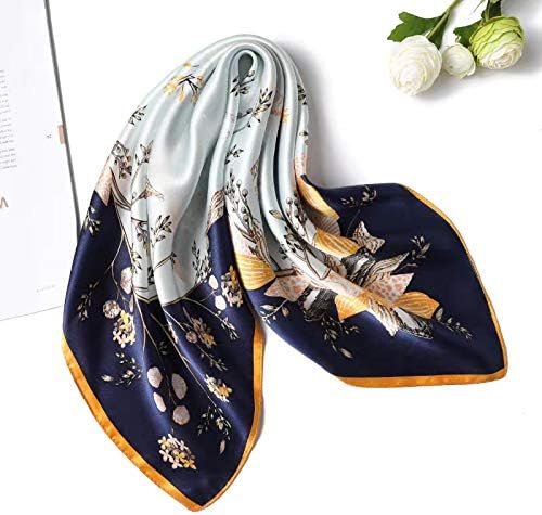 ANDANTINO 100% Mulberry Silk Scarf -21” Lightweight Square Neckerchief – Breathable Digital Printed Scarves with Gift Packed