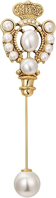 SHE'S FREE STYLE JUST FOR YOU [Versailles Dream] Vintage crown flower brooches and pins for women, Pearl brooch pins Metal Plating Process safety pins Baroque Style jewelry pins and brooches
