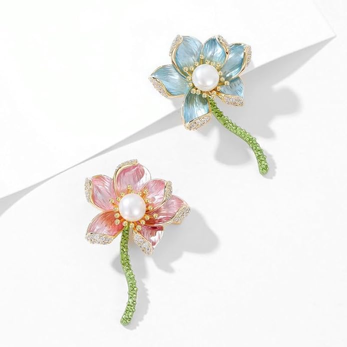 14K Gold High-End Suit Coat Pin, Unique Design Little Bee Flower Gold Brooch Pin for Women, Vintage Brooch